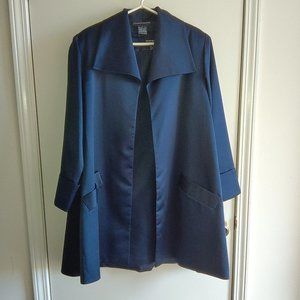 Andrea Jovine, VTG, opera/swing coat, navy satin, size 10